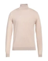 Daniele Fiesoli Man Turtleneck Sand Size L Merino Wool In Beige