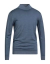Daniele Fiesoli Man Turtleneck Slate Blue Size L Merino Wool