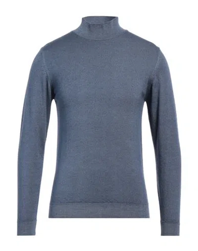 Daniele Fiesoli Man Turtleneck Slate Blue Size L Merino Wool