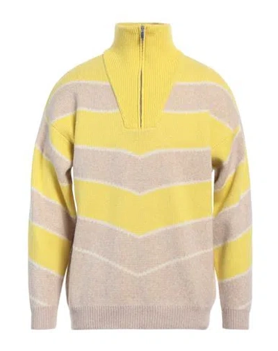Daniele Fiesoli Man Turtleneck Yellow Size L Merino Wool, Polyamide