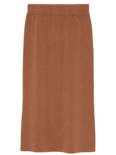 Daniele Fiesoli Merino-blend Midi Skirt In Brown