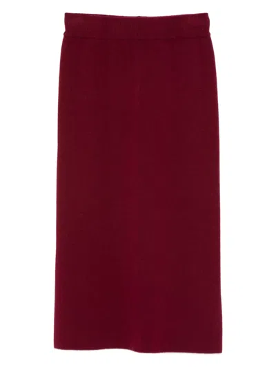 Daniele Fiesoli Merino-cashmere-blend Pencil Midi Skirt In Red