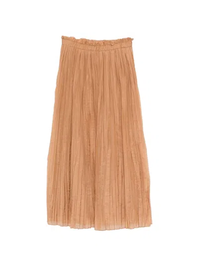Daniele Fiesoli Pleated Midi Skirt In Brown