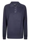 Daniele Fiesoli Raglan Sleeve Long-sleeve Polo Shirt With Classic Collar In Blue