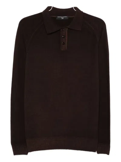 Daniele Fiesoli Raglan-sleeve Knitted Polo Shirt In Brown