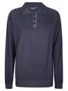 Daniele Fiesoli Raglan Sleeve Long-sleeve Polo Shirt With Classic Collar In Blue