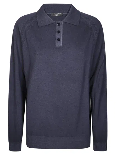 DANIELE FIESOLI RAGLAN SLEEVE LONG-SLEEVE POLO SHIRT WITH CLASSIC COLLAR