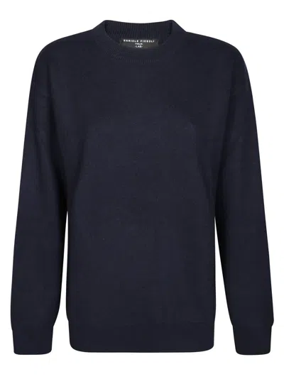 Daniele Fiesoli Relaxed Fit Dark Navy Sweater With Dropped Shoulders In Blue