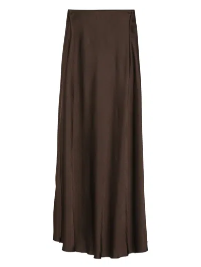 Daniele Fiesoli Satin Midi Skirt In Brown