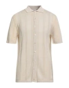 Daniele Fiesoli Selezione Man Shirt Beige Size L Silk, Linen In Neutral