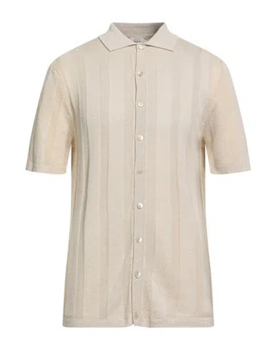 Daniele Fiesoli Selezione Man Shirt Beige Size L Silk, Linen In Neutral