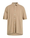 Daniele Fiesoli Selezione Man Shirt Camel Size L Cotton, Silk In Brown