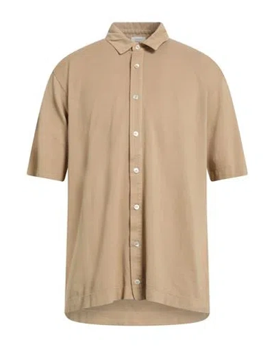 Daniele Fiesoli Selezione Man Shirt Camel Size L Cotton, Silk In Brown