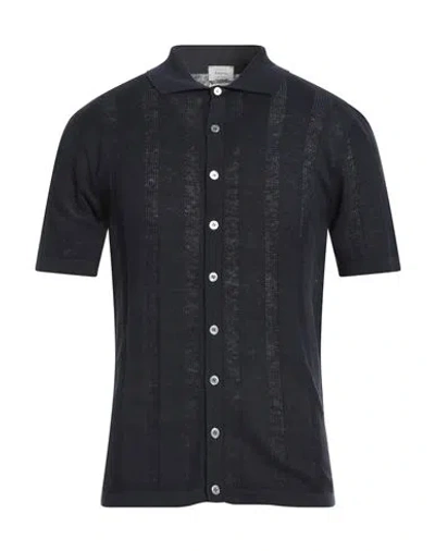 DANIELE FIESOLI DANIELE FIESOLI SELEZIONE MAN SHIRT MIDNIGHT BLUE SIZE L SILK, LINEN