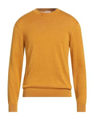 Daniele Fiesoli Selezione Man Sweater Mandarin Size L Silk, Linen In Orange
