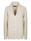 Daniele Fiesoli Chunky Ribbed Knit Cardigan With Shawl Collar And Button-down Front In White