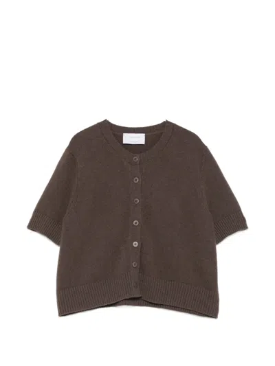 Daniele Fiesoli Short-sleeve Knit Cardigan In Brown