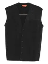 Daniele Fiesoli Sleeveless Knit Vest With Deep V-neck In Black