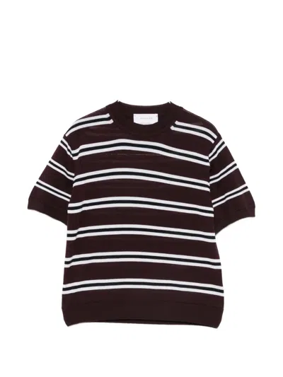 Daniele Fiesoli Striped Short-sleeve Top In Brown