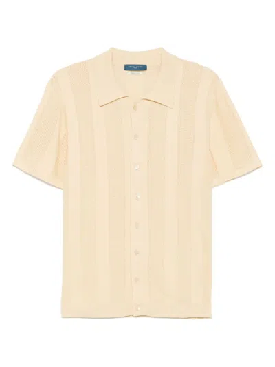 Daniele Fiesoli Textured Cotton Shirt With Classic Collar In Beige