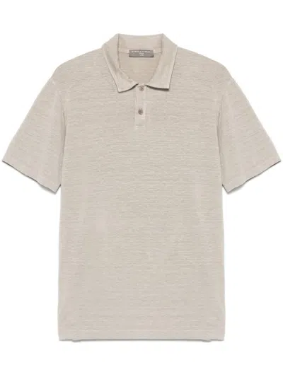 Daniele Fiesoli Textured Fabric Polo Shirt With Classic Collar In Beige