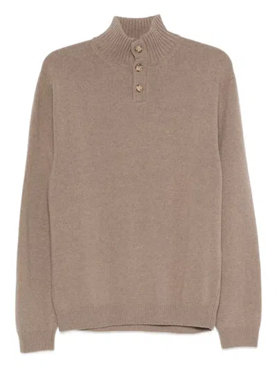 Daniele Fiesoli Turtleneck Buttoned Sweater In Neutral