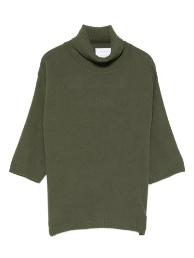 Daniele Fiesoli Turtleneck Half-sleeve Sweater In Green