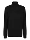 Daniele Fiesoli Fine-knit Black Turtleneck Sweater With Ribbed Detailing In Black
