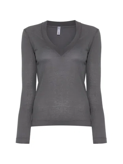 Daniele Fiesoli V넥 골지 티셔츠 In Gray