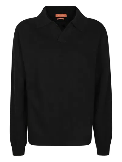 Daniele Fiesoli Long-sleeve Knit Polo Sweater With Classic Collar And Ribbed Cuffs In Multi