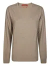 Daniele Fiesoli Fine Knit V-neck Sweater With Ribbed Details In Brown