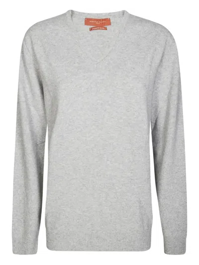 Daniele Fiesoli Light Grey V-neck Sweater With Fine Knit Texture In Gray
