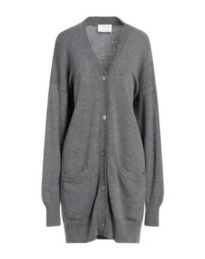 Daniele Fiesoli Woman Cardigan Charcoal Size L Merino Wool, Cashmere