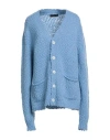 Daniele Fiesoli Woman Cardigan Light Blue Size L Wool, Nylon In Blue