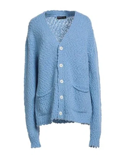 Daniele Fiesoli Woman Cardigan Light Blue Size L Wool, Nylon