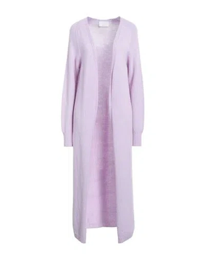 Daniele Fiesoli Woman Cardigan Lilac Size S Merino Wool, Cashmere In Purple