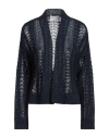 Daniele Fiesoli Woman Cardigan Midnight Blue Size L Linen, Polyamide In Blue