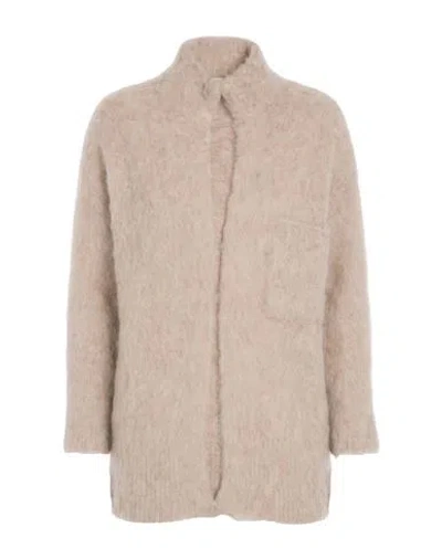 Daniele Fiesoli Woman Cardigan Sand Size Xs Baby Alpaca Wool, Polyamide, Elastane In Beige