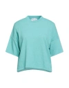 Daniele Fiesoli Woman Sweater Turquoise Size 2 Organic Cotton, Recycled Polyamide In Blue