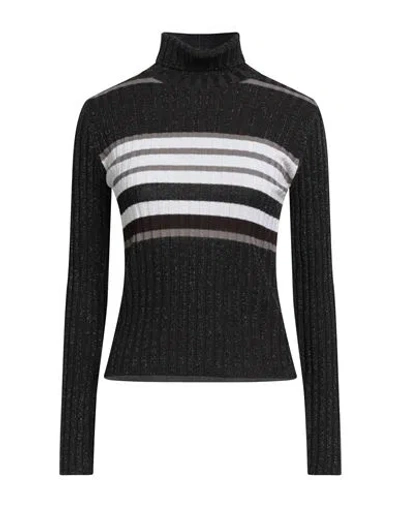 Daniele Fiesoli Woman Turtleneck Black Size Xs Merino Wool, Cotton, Metallic Fiber