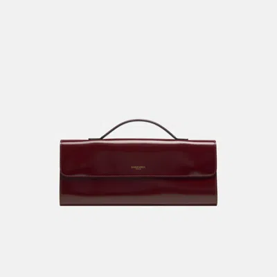 Daniele Morena Béa Clutch Bag In Burgundy Box Calfskin