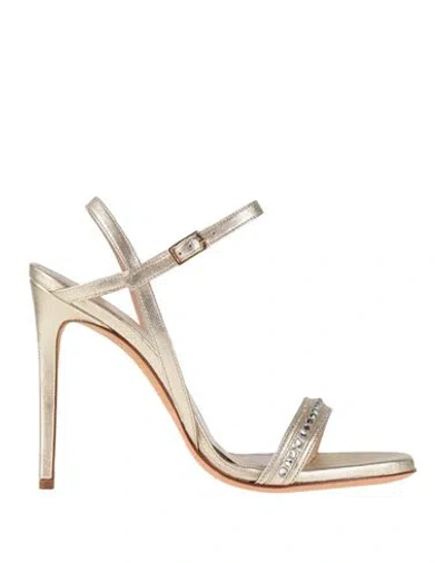 Daniele Tortora Woman Sandals Platinum Size 8 Leather In Grey