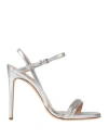 Daniele Tortora Woman Sandals Silver Size 8 Leather