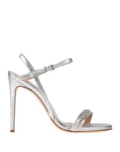 Daniele Tortora Woman Sandals Silver Size 8 Leather