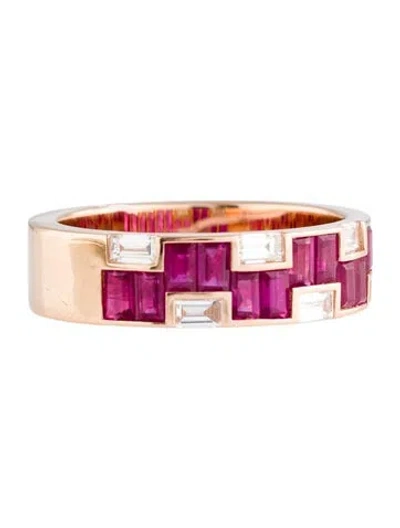 Pre-owned Daniella Design 18k 1.12ctw Ruby & Diamond Band In Multi