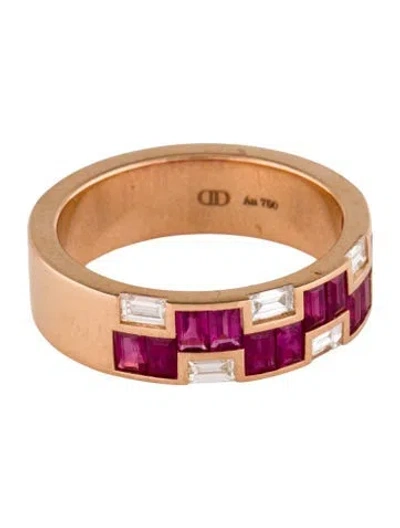 Pre-owned Daniella Design 18k 1.12ctw Ruby & Diamond Band In Multi