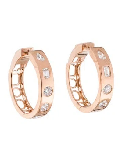 Pre-owned Daniella Design 18k 1.99ctw Diamond Hoop Earrings In Multi