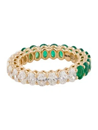Pre-owned Daniella Design 18k 2.04ctw Emerald & 1.61ctw Diamond Eternity Band In Multi