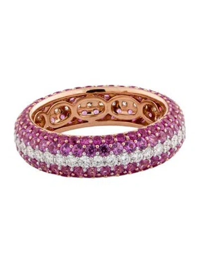 Pre-owned Daniella Design 18k 3.04ctw Synthetic Ruby & Diamond Eternity Band In Multi