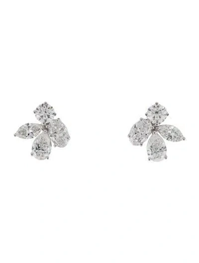 Pre-owned Daniella Design 18k 3.32ctw Diamond Stud Earrings In Multi